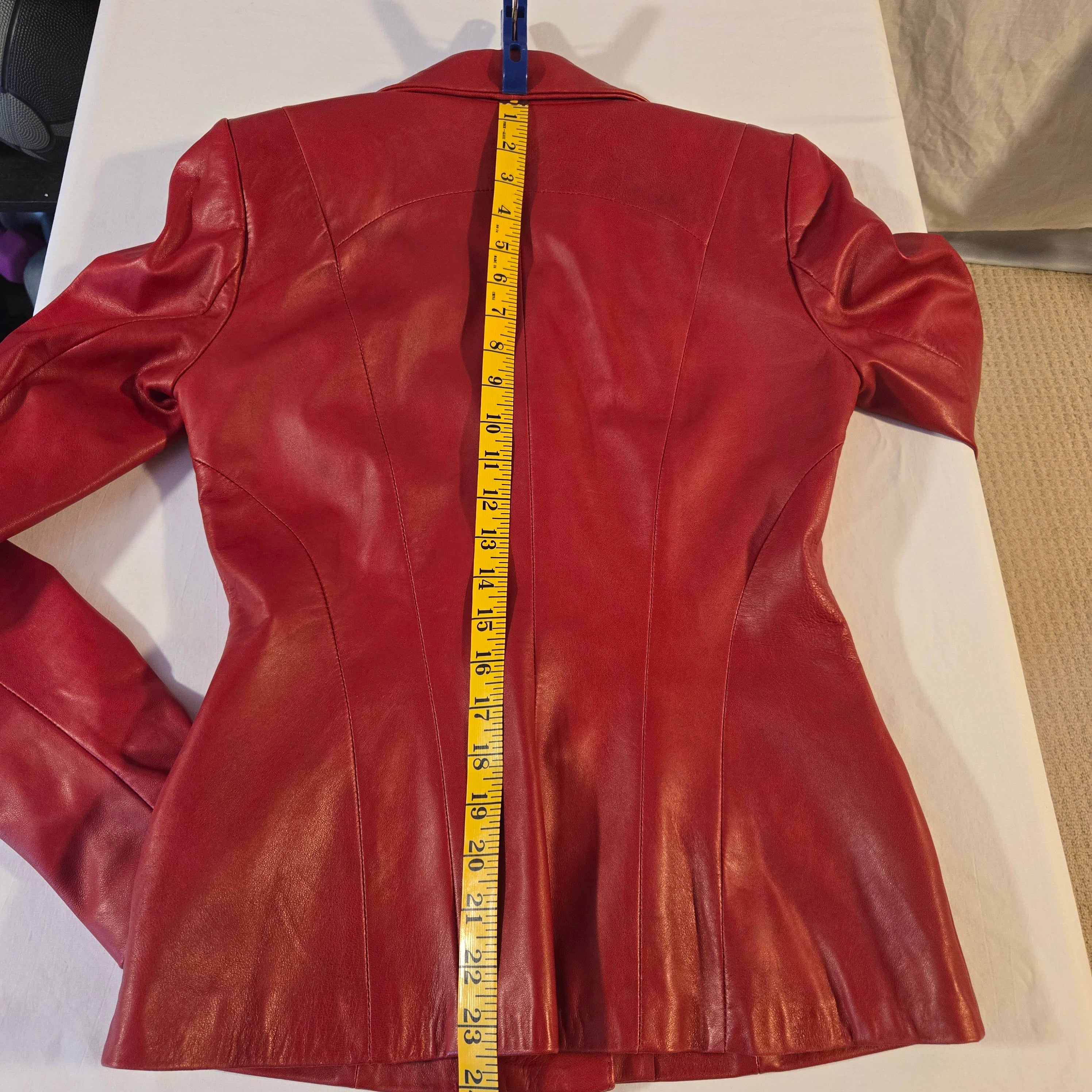 Danier Italian Leather Red Blazer Jacket | 2XS | Made in Canada
