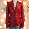 Danier Italian Leather Red Blazer Jacket | 2XS | Made in Canada
