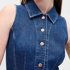 GAP Sleeveless Denim Shirt Dress - Size Medium